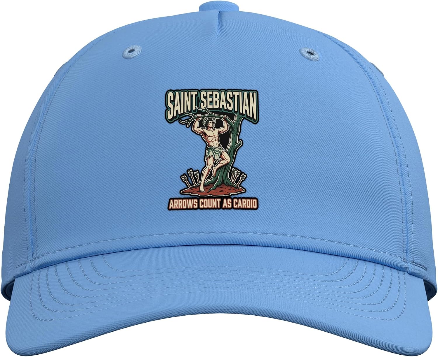 Saint Sebastian Pull Ups on Tree Arrows Catholic Adjustable Baseball Hat image 2