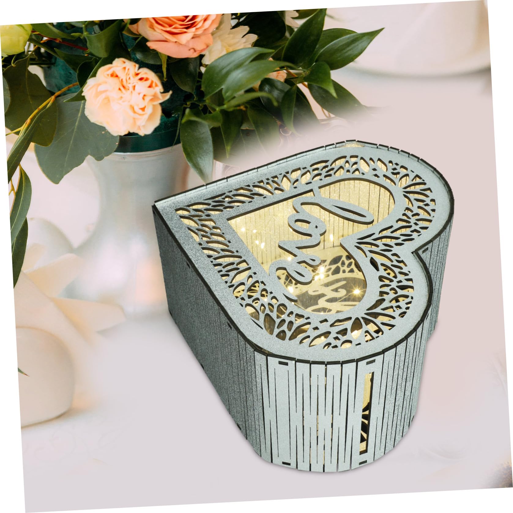 KALLORY Scatola per Contenere Biglietti per di in e a Legno Cuore Forma Rustico Grande Capacità Buste e Piccoli Oggetti Decorazioni Matrimonio e Ricevimento