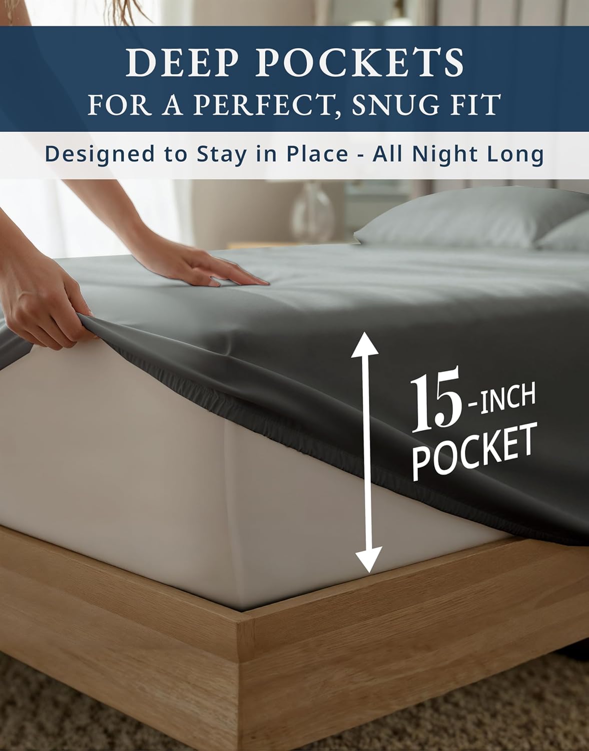 100% Egyptian Cotton King Sheet Set – Premium 1000 Thread Count Naturally Cooling & Breathable King Sheets, Authentic Long-Staple Cotton for Lasting Softness, Snug Fit 15" Deep Pocket Fitted -Charcoal