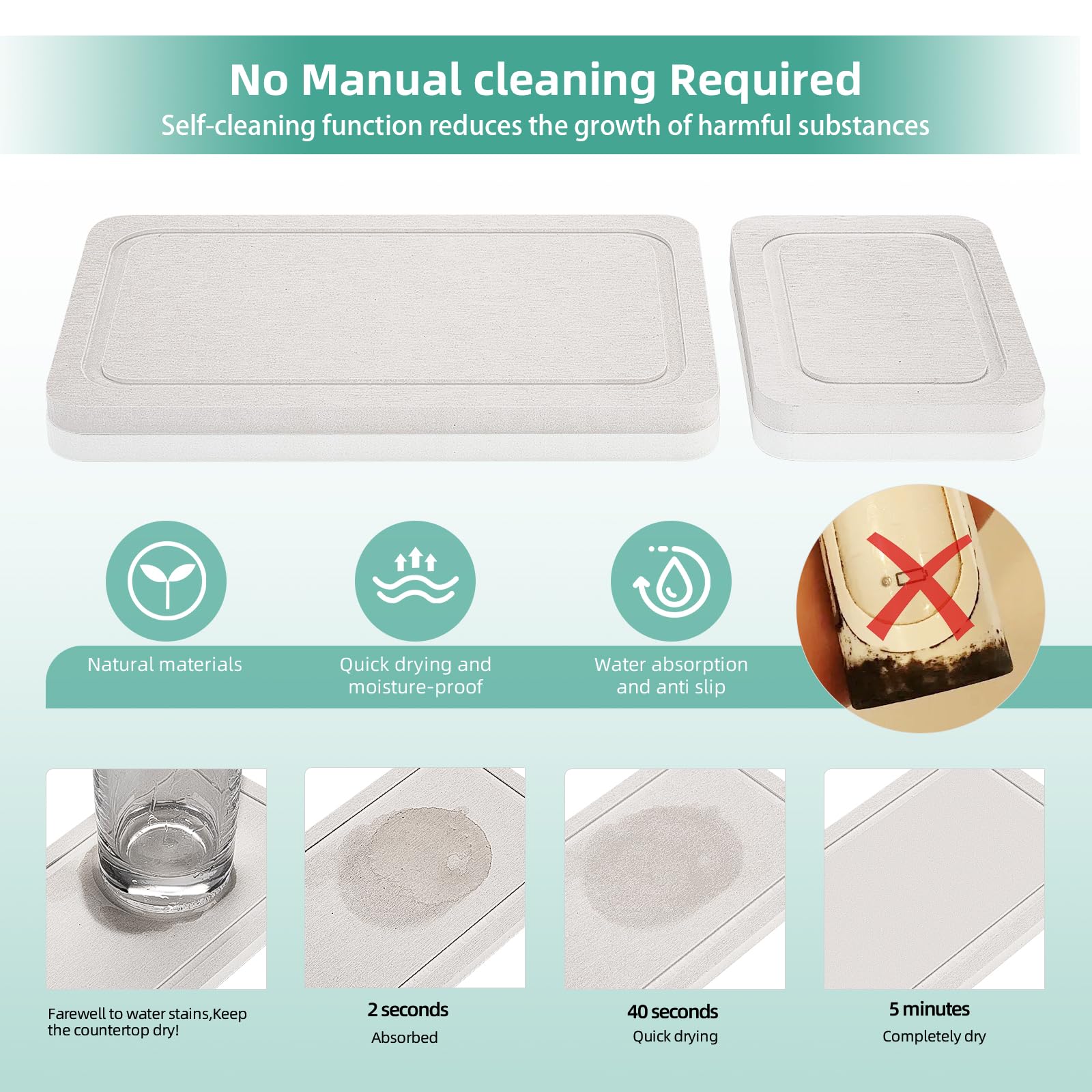 Toothbrush Holder for Bathroom Organizer with Diatom mud Board?Detachable 8 Slots Kids Electric Toothbrush Holder and Toothpaste Stand for Countertop Accessories Storage (White)