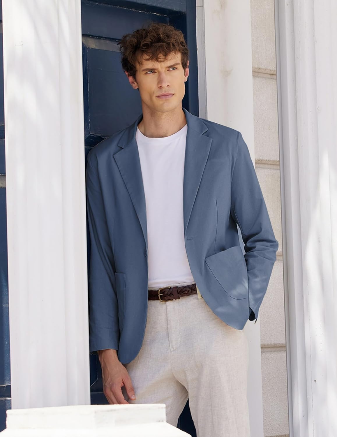 COOFANDY Men's Casual Linen Blazer Lightweight Regular Fit Sport Coat One Button Suit Jacket - Image 3