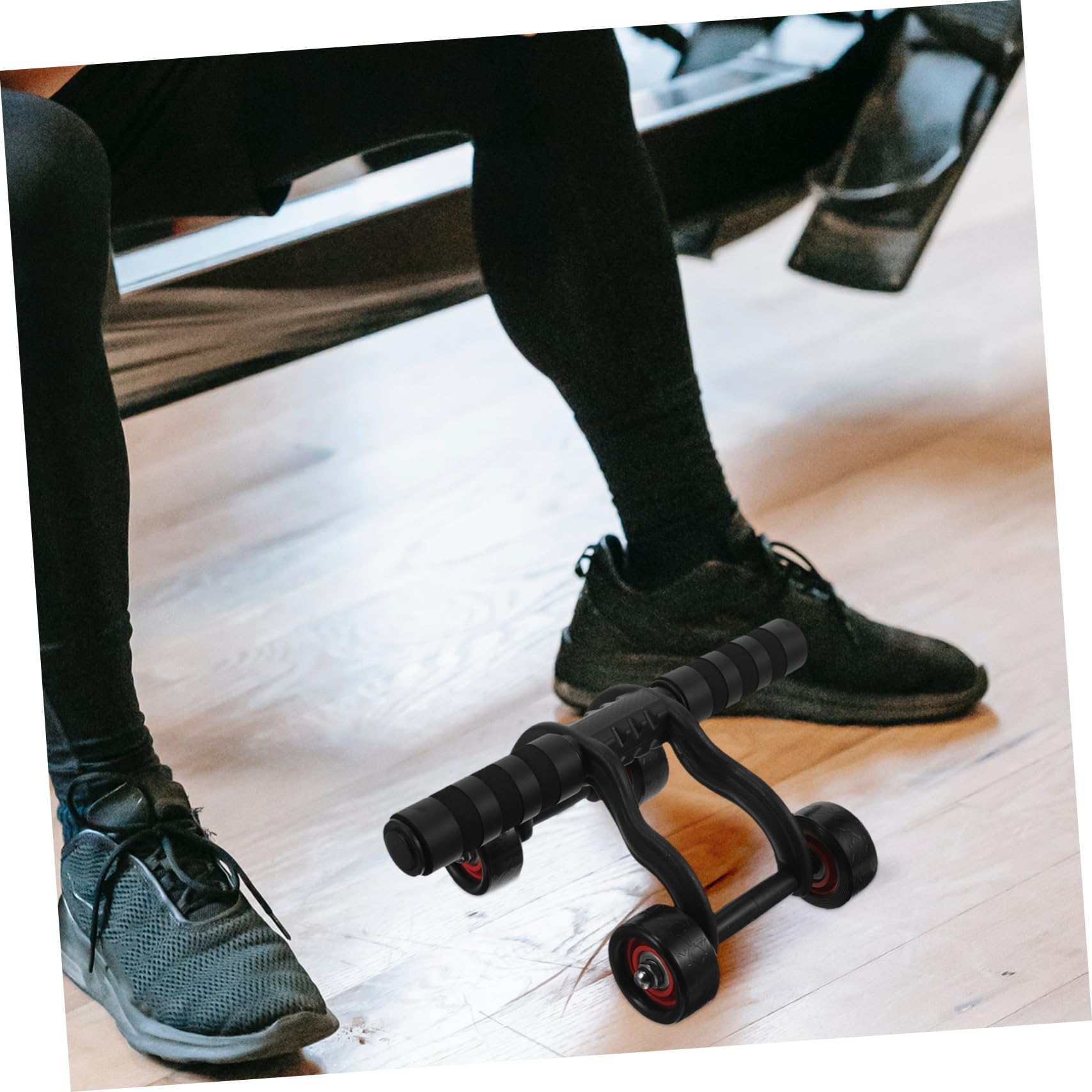 POPETPOP 1pezzi Ruota Addominale Fitness Con Maniglie Antiscivolo Esercitatore Per Addominali e Gambe Attrezzatura Per Palestra Casa Di Peso Per Allenamento Uomo e Donna