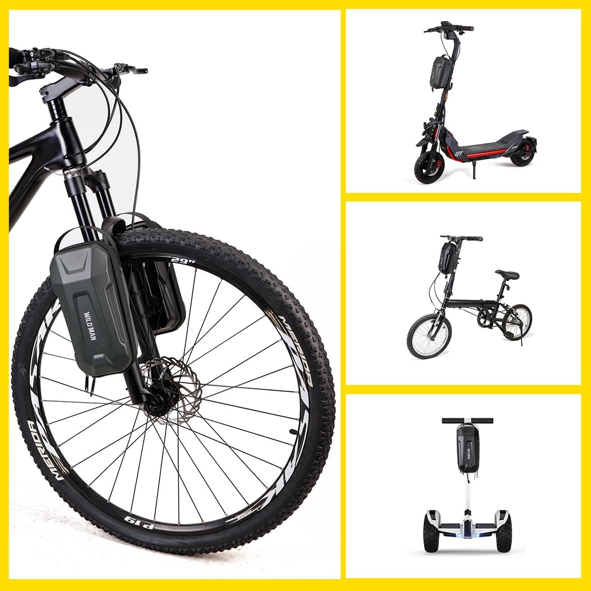 WILD MAN Hard Shell Handlebar Scooter Bag Quick Release Design Bike Bag Anti-Theft Design Scooter Storage With Carry Handle for Kick Scooters Folding Bike-GD99X(Black,4.5L)