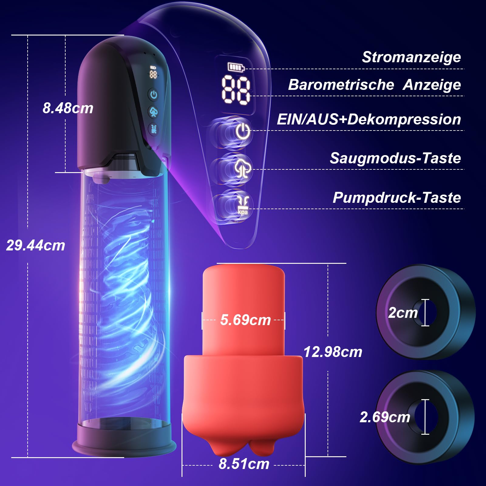 Gobeken Pompe à Pénis sex toýs homme Masturbateurs masculins avec 4 D'aspiration& 6 modes entraînement,Vakuum pumpe pompe pénis Vibromasseurs avec Vaginette Silicone, Sextoy Homme Masturbateur