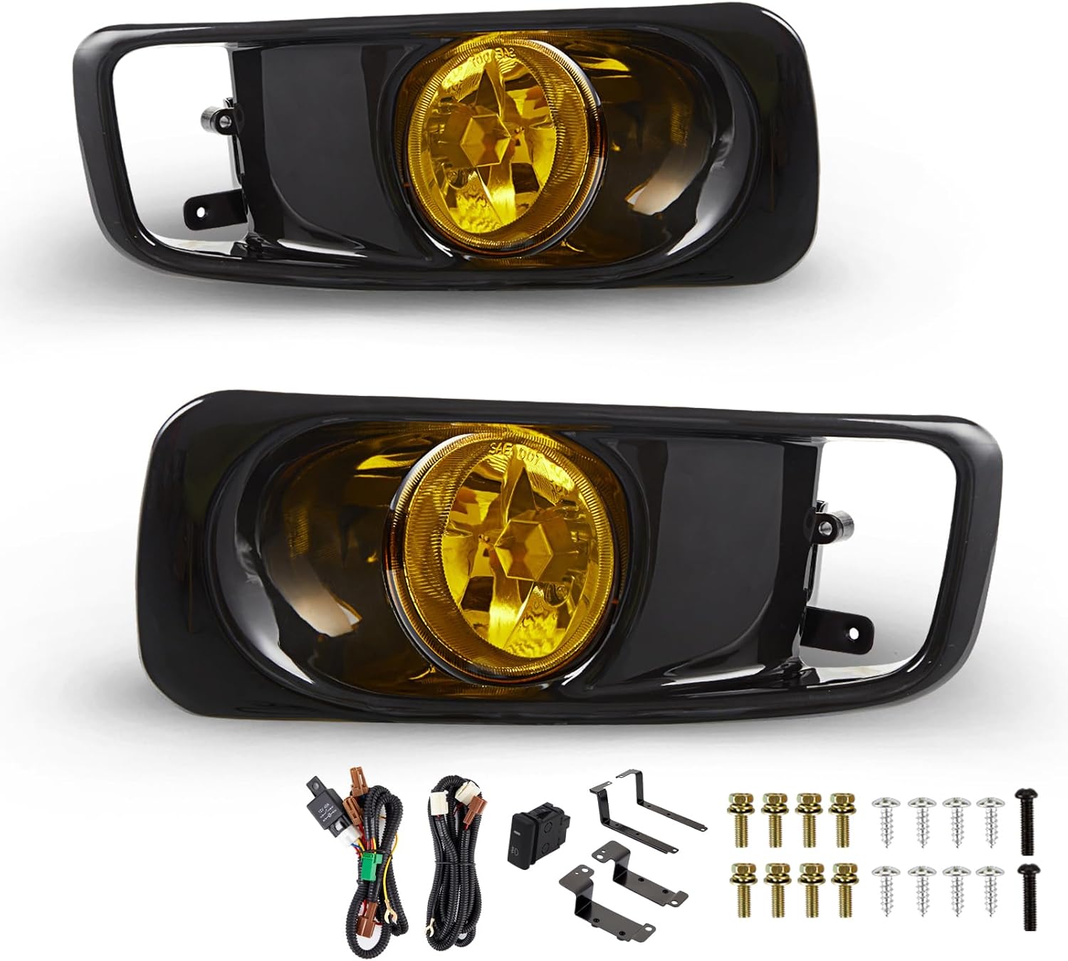 Fog Lights Lamps Replacement for 1999 2000 Honda Civic Fog Light Assembly Compatible with H3 12V 55W Bulbs, Switch and Wiring Kit