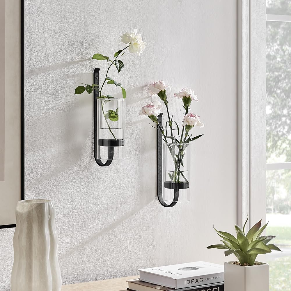 Amazon.com: 2 Piece Iron Glass Vase, Bottle Flower Vase, Hanging