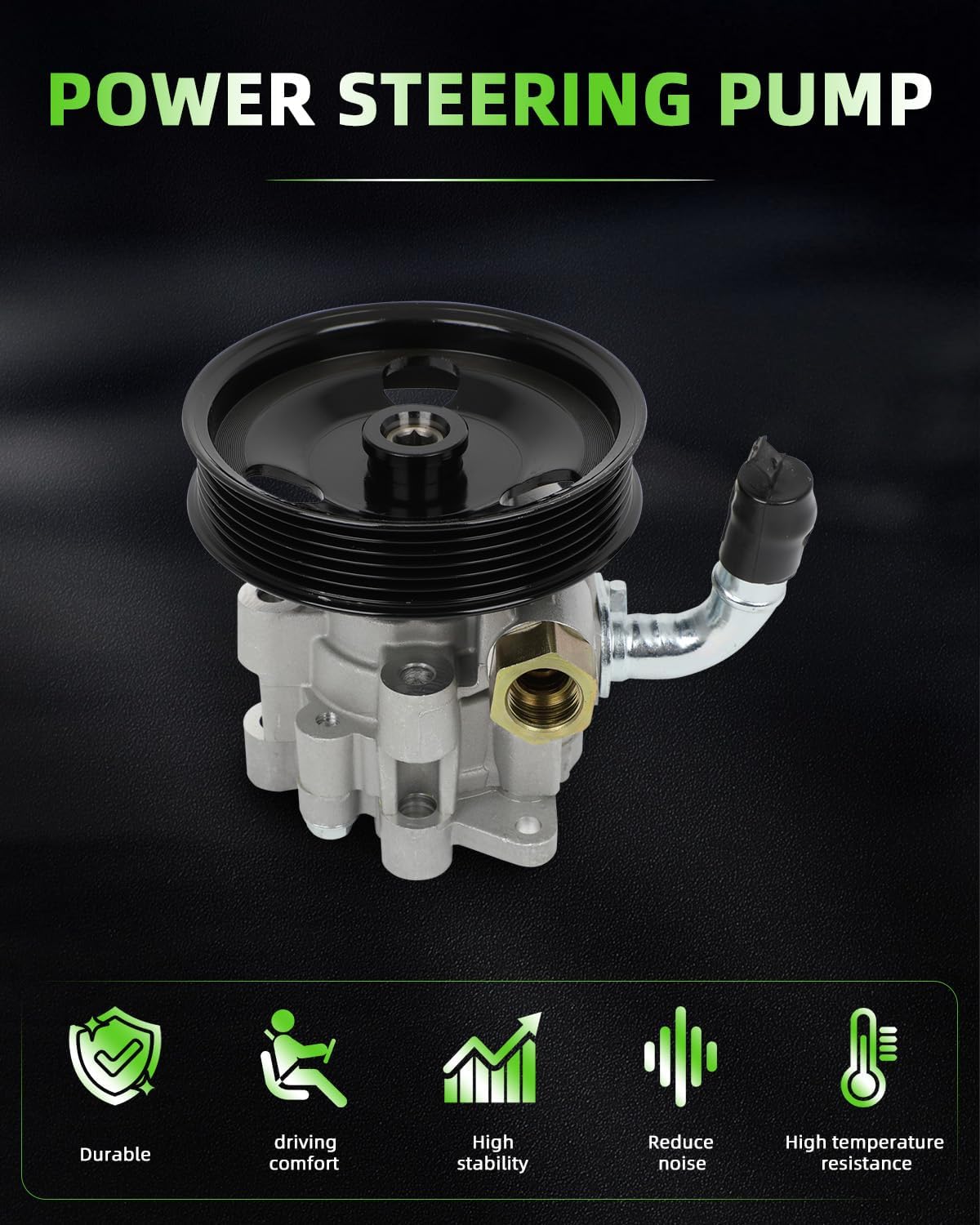 SCITOO Power Steering Pump, with Pulley, Compatible with Jeep Commander 2006-2010 V8 5.7L, For Grand Cherokee 2005-2010 V8 5.7L, Replace# 21-5461, 52089883AC, 52089883AD
