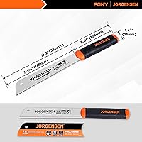 Vista 2 de JORGENSEN Japanese Pull Saw, 7.25" Hand Saw Single Edge, 17-TPI SK5 Flexible Blade Handsaws, Flush Cut Saw with Soft Grip Handle for Fine