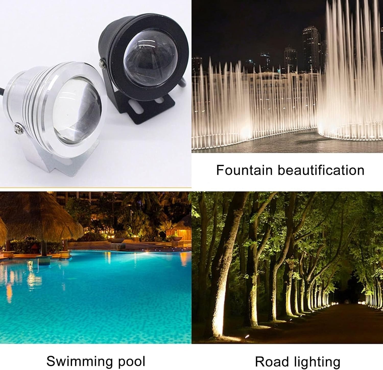 Recessed Underwater Light - Ring Fountain Lights, 10W Pond Fountain Lights, IP68 Waterproof Surface-Mounted Underwater Spotlight, LED Pond Light, for fountains, outdoor, courtyard(White Light,B-24V)