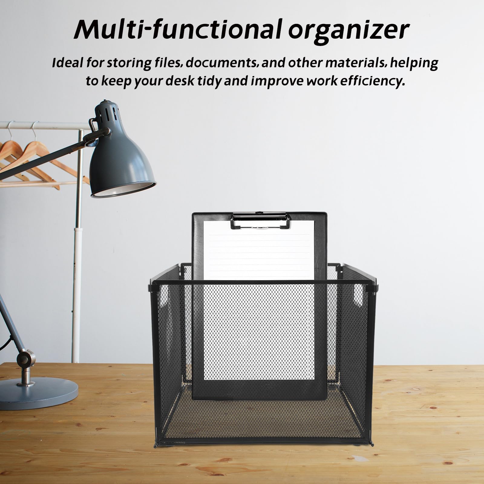 ibasenice Organizzatore da Scrivania e Livelli in Inossidabile Nero Design Pieghevole Organizer File Funzionale e Salvaspazio per Ufficio e Scuola