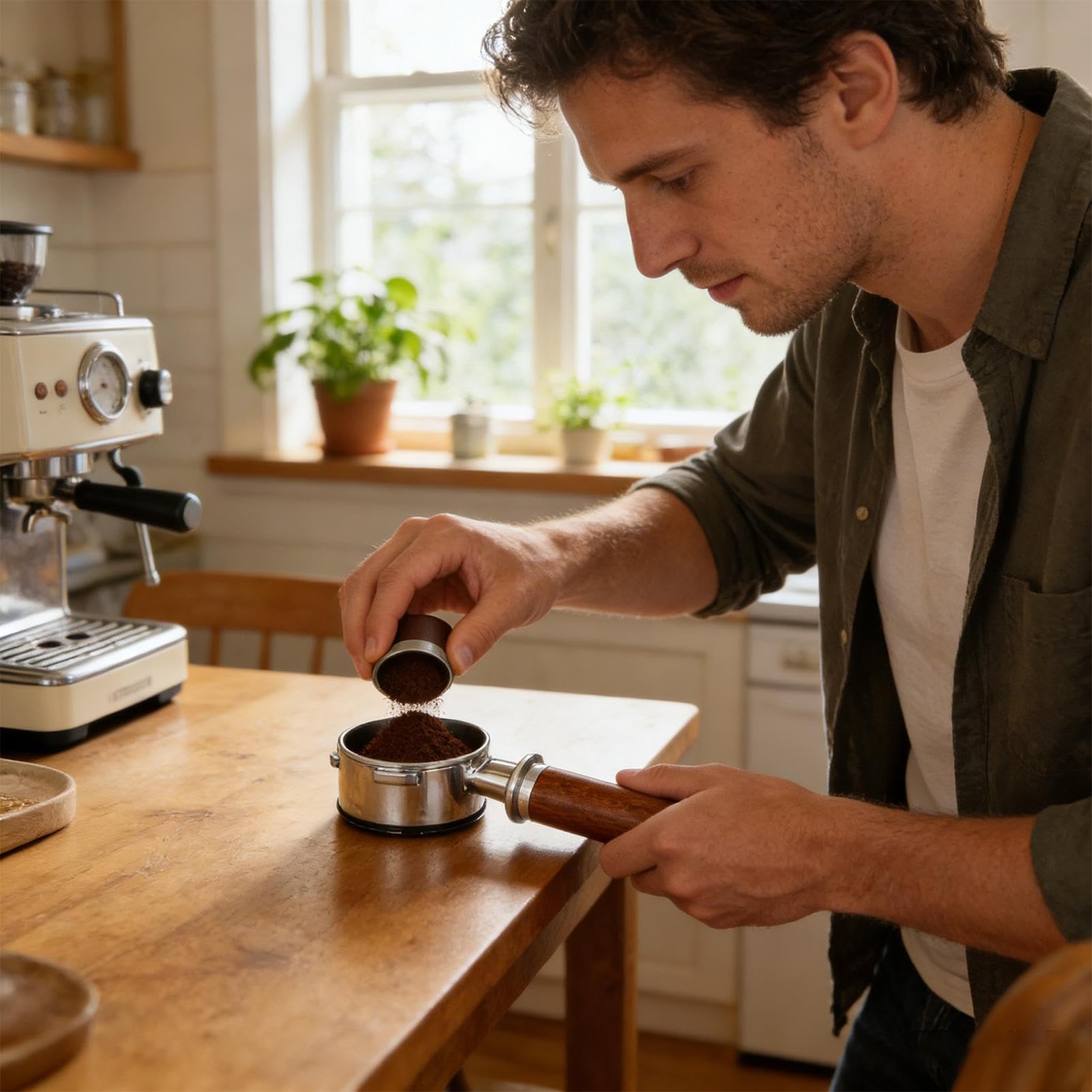 Portafiltro Sin Fondo Repuestos de Portafiltro sin Fondo 58 mm para Café | Mango para Espresso Antideslizante Para Cafetería Bar Cocina Oficina Hogar Encimera Salón Comercial