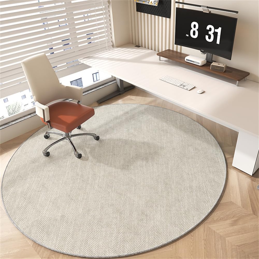 Odot Alfombra para Silla de Escritorio Redonda, Alfombra Protectora Suelo Silla Ruedas Antideslizante Gaming, Tapete de Protección de Oficina, para Parqué Suelos Duros (Beige,100cm)