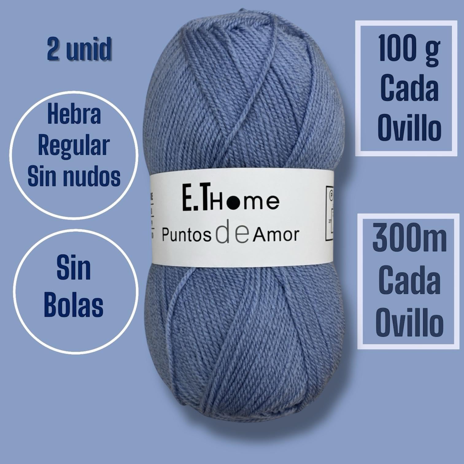 6 motków wełny x100g dla elity, wełna szydełkowa, wełna dwie igły, wełna, do robienia skarpet, koców, swetrów, czapek, amigurimis. Zwykła nić bez węzłów. (Mix niebieski)