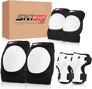 SKT HP Protective Gear for Adults, Knee Pads Elbow Pads Wrist Guards for Inline Skating Biking Skateboarding