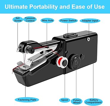 Handheld Sewing Machine - Quick Sew Mini Portable Electric Sewing Machine For Beginners Adults, Quick Stitching with Accessory Kit, Suitable for DIY Projects at Home or Travel