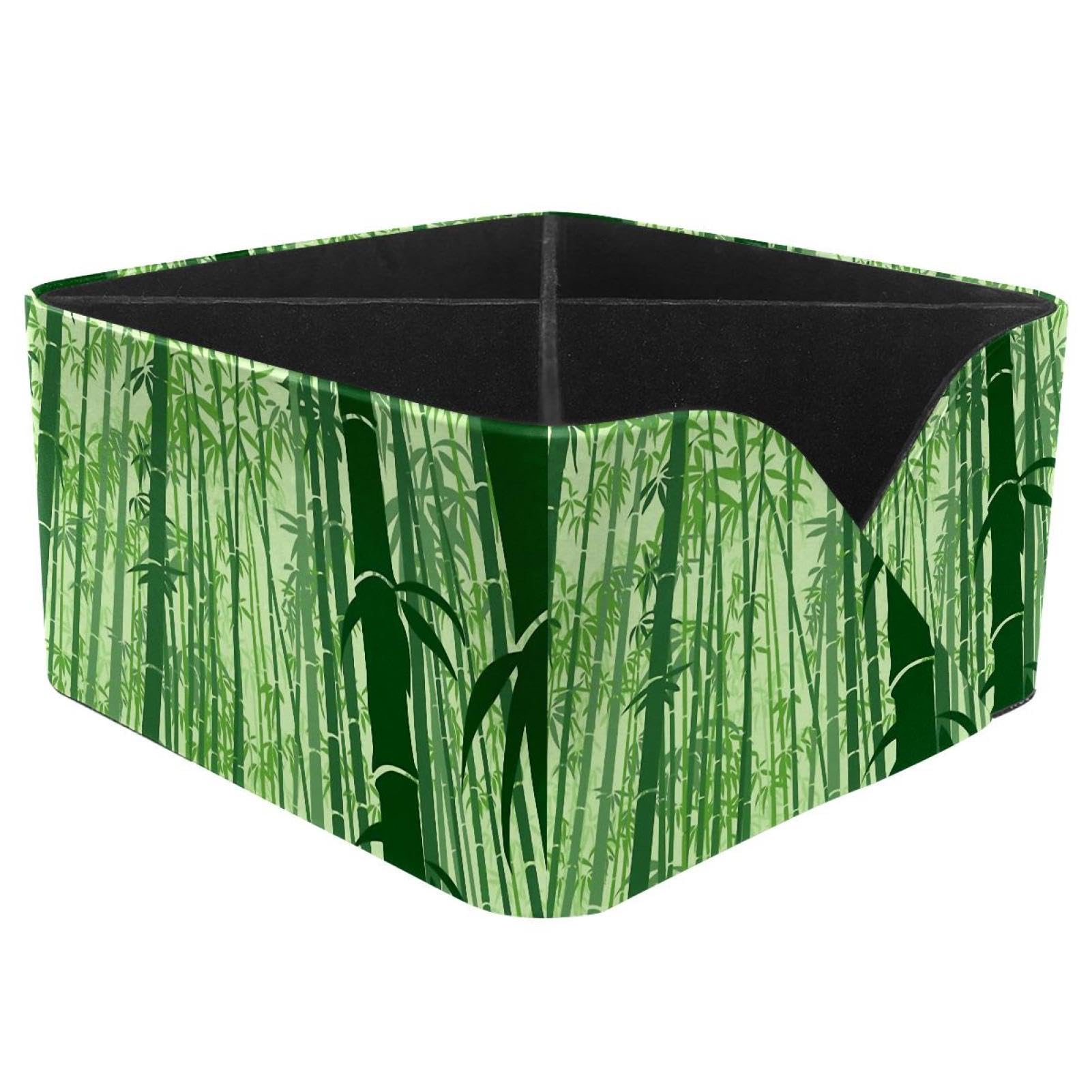 KengjuTesu Bamboo Forest Desktop Organizer Pen Holder, Rectangular Pencil Cup for Office, Study and Makeup Stations