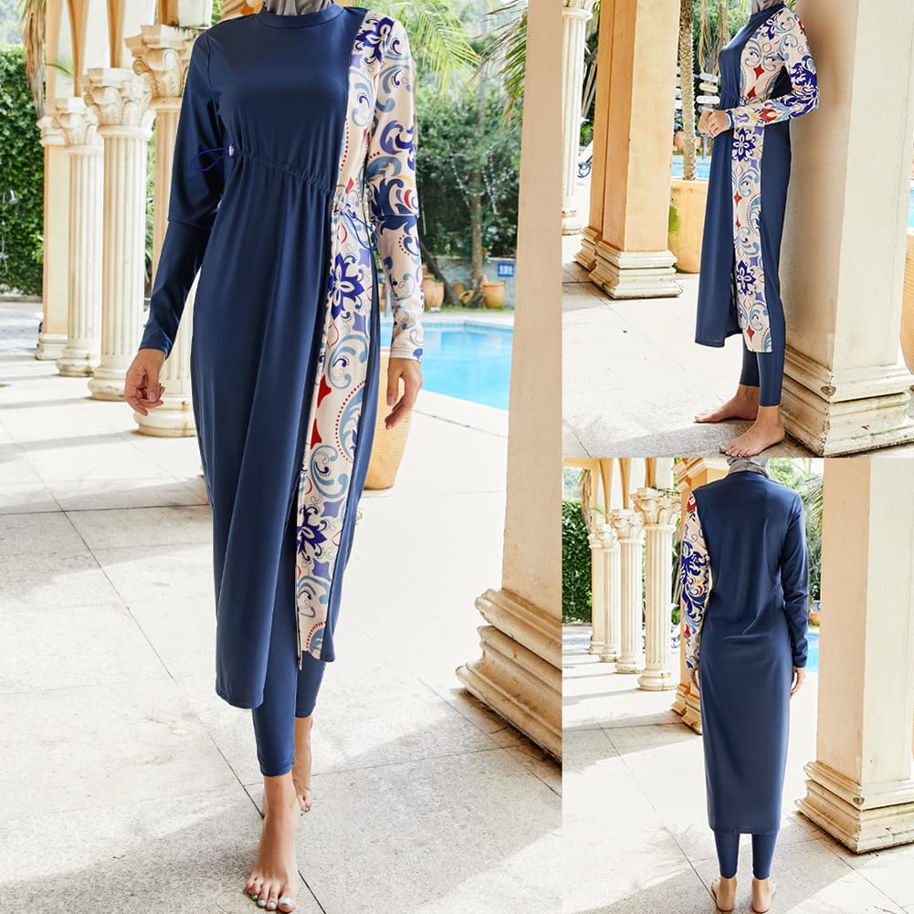 Odizli Camiseta de natación floral de manga larga para mujer con protección UV + pantalones de natación + hiyab burkini musulmán islámico