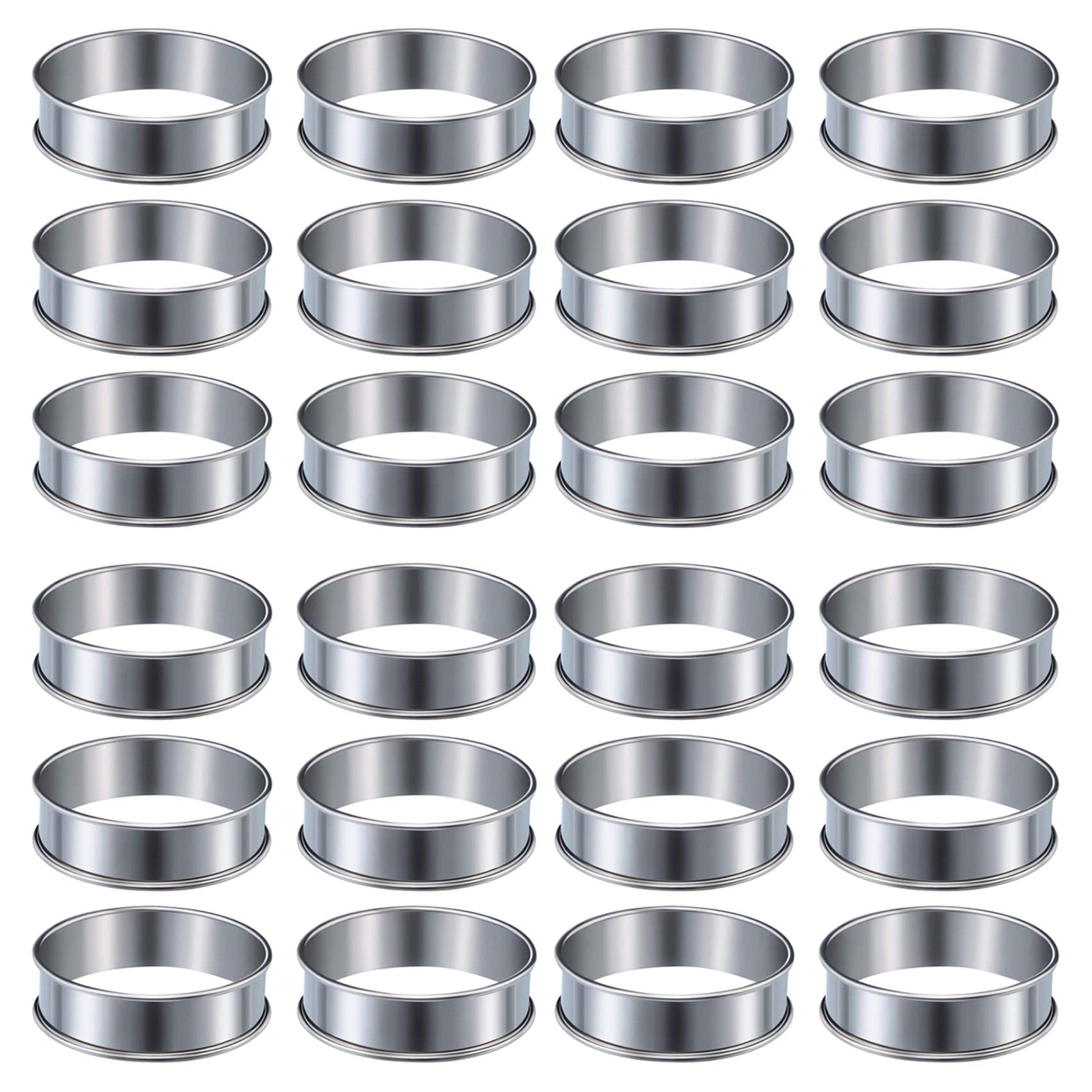 Anneau en Acier Inoxydable de Haute Qualité : Set de 24 Muffin Anneaux Robustes