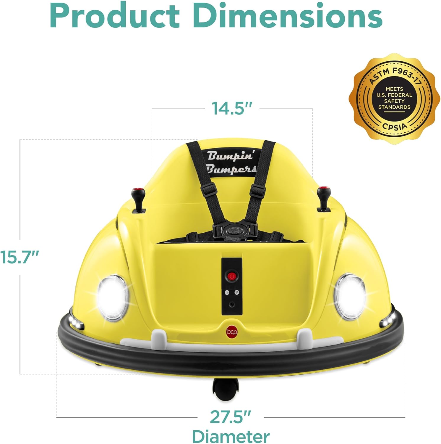 Best Choice Products 6V Electric Kids Ride On Bumpin Bumper Car, 1.5 - 6 Years Old, Parent Remote Control, 360 Degree Spin, Lights, Sounds - Yellow