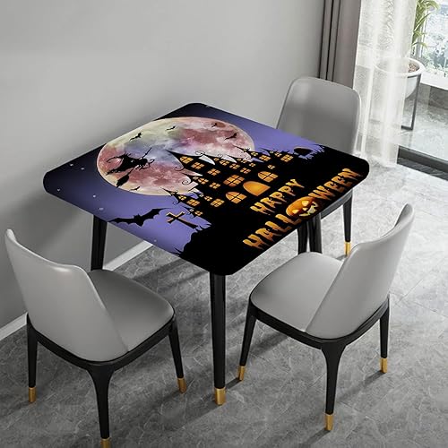 Miniatura 10 de Meetfeb Mantel cuadrado de estilo bohemio, diseño de hojas de color azul marino, con bordes elásticos, de poliéster, para interiores y exteriores,