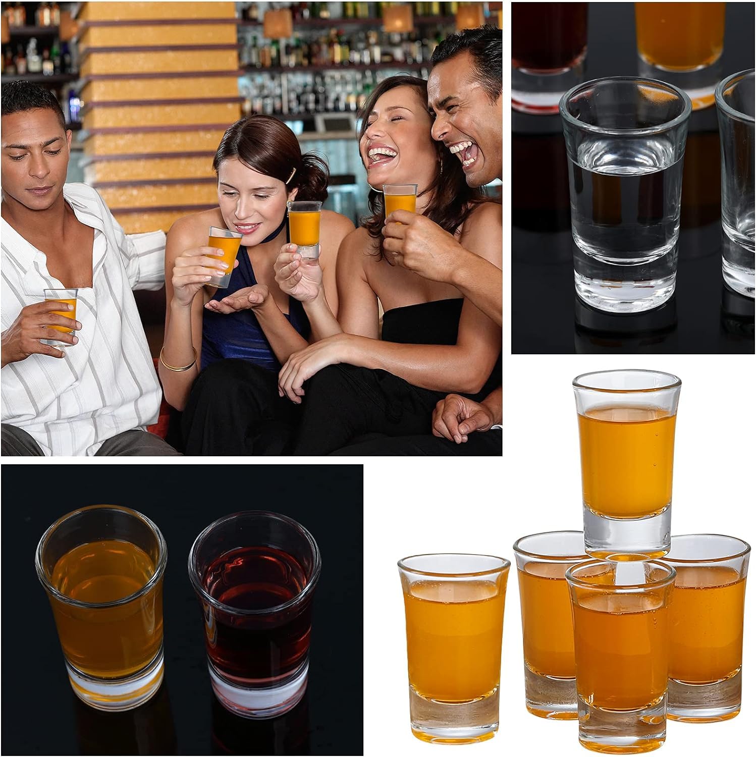 BINZO Shot Glasses Set of 2, 30 ml, Shooter Glasses, Heavy Small Size Glasses for Whiskey, Vodka, Espresso Shot, Gin, Liquor, Peg Measurement, Alcohol, (Conical, 30 ml, Set of 2) 2