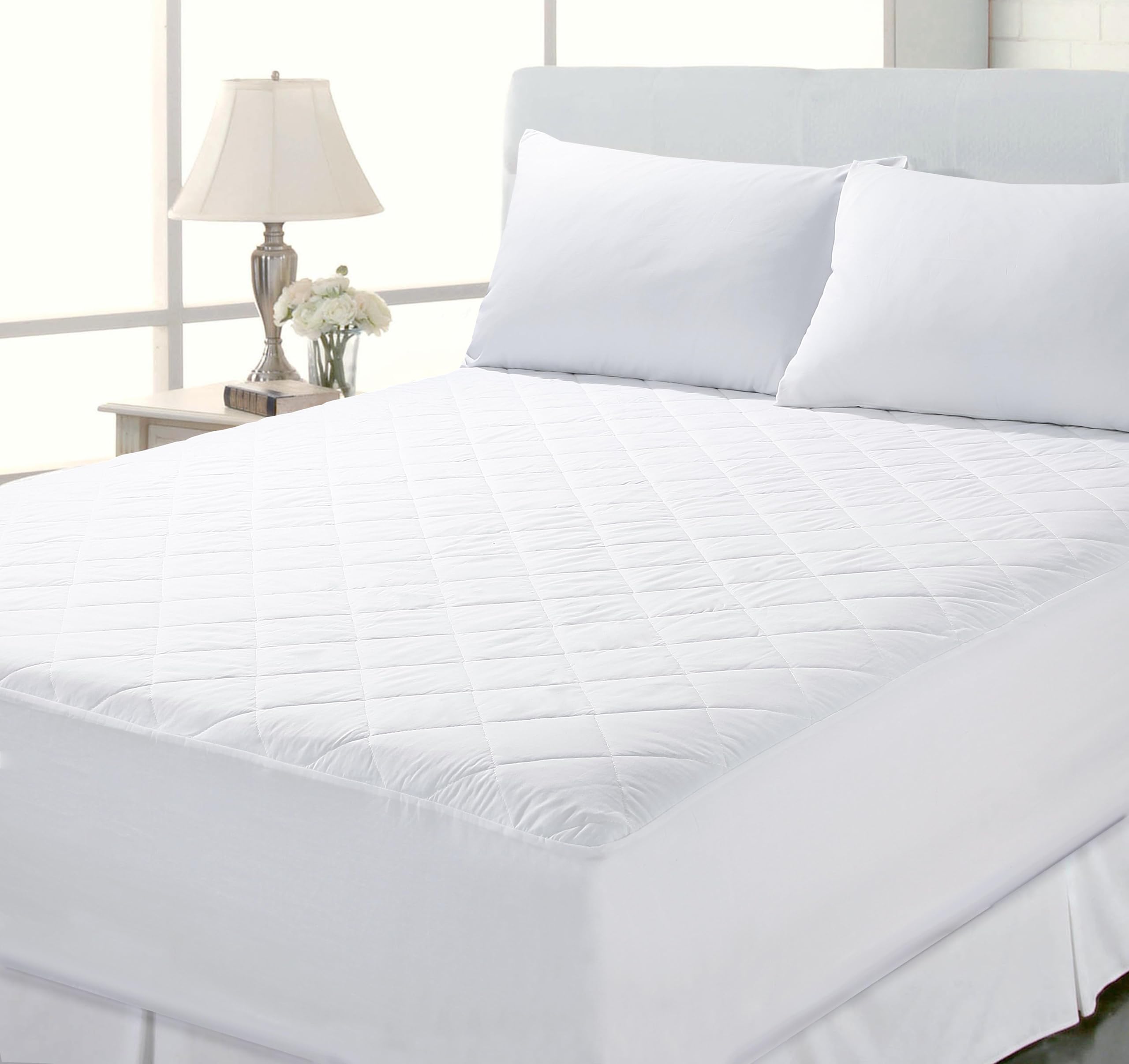 DTEX HOMES Quilted Super King Mattress Protectors Extra Depp 40cm Stretch Skirt Luxurious Breathable Waterproof Mattress Protector -Super King (183 x 200cm + 40cm)