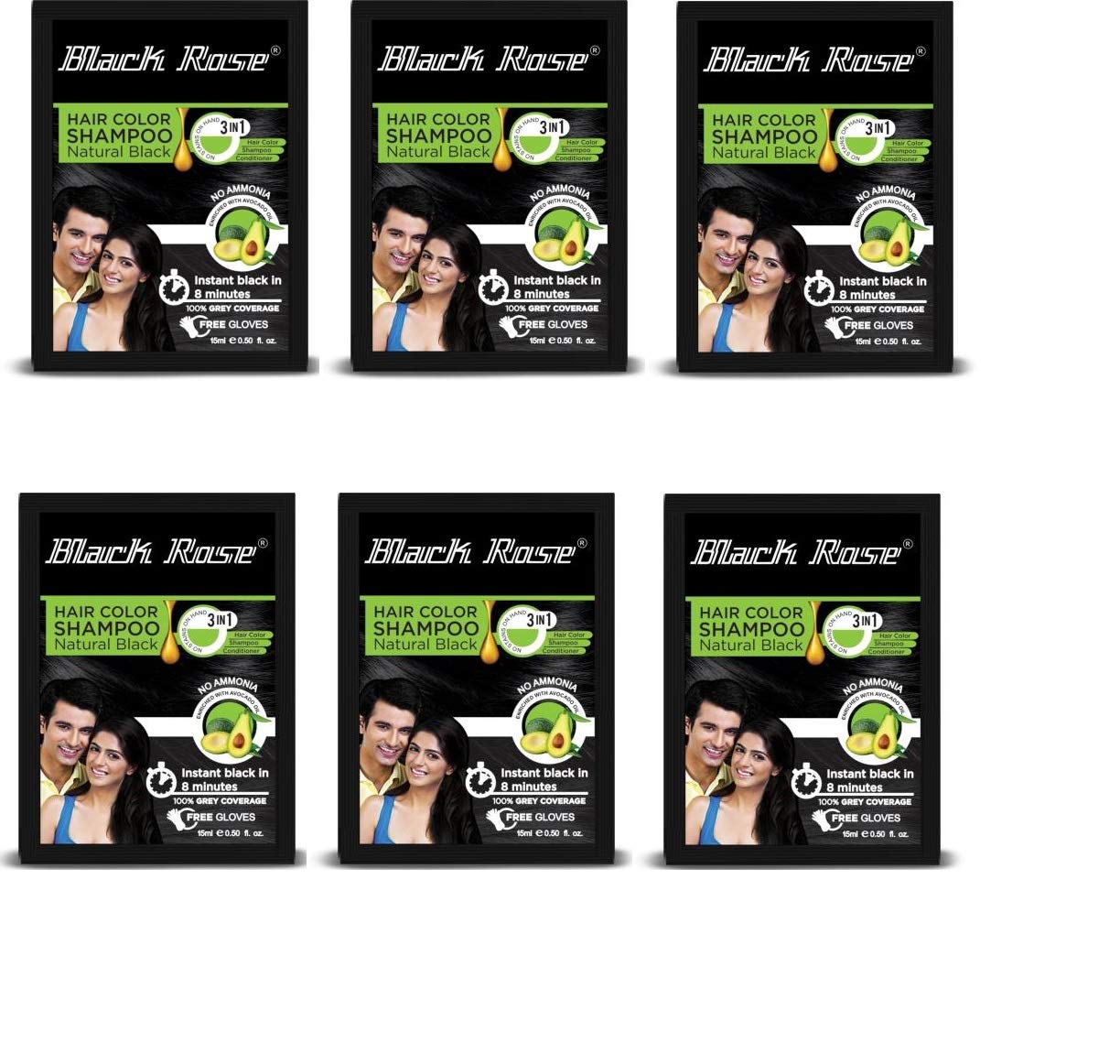 Buy Black Rose Hair Color Shampoo Natural Black with Free Gloves (Pack