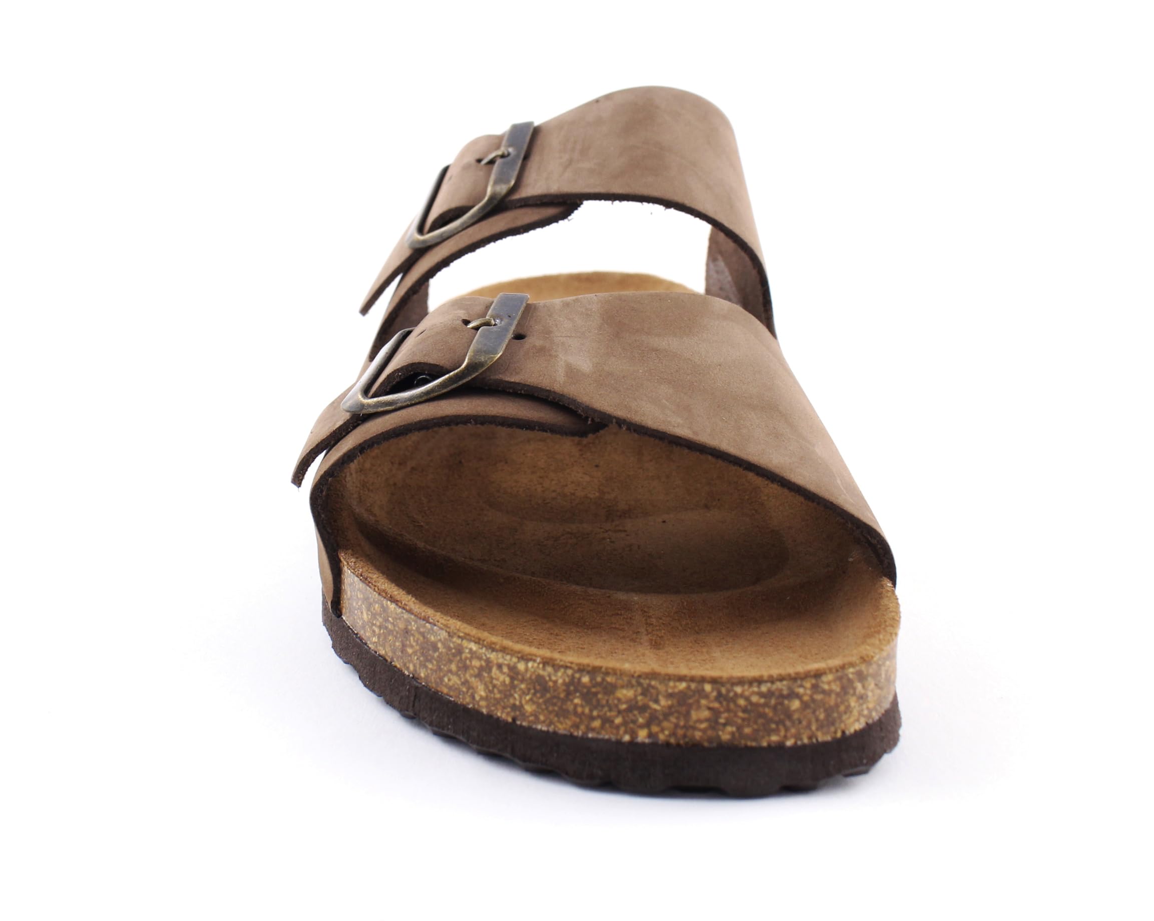 Casual Sandali da uomo in pelle nabuk con suola in sughero e suola in sughero, realizzati in Spagna, marrone, 47 EU