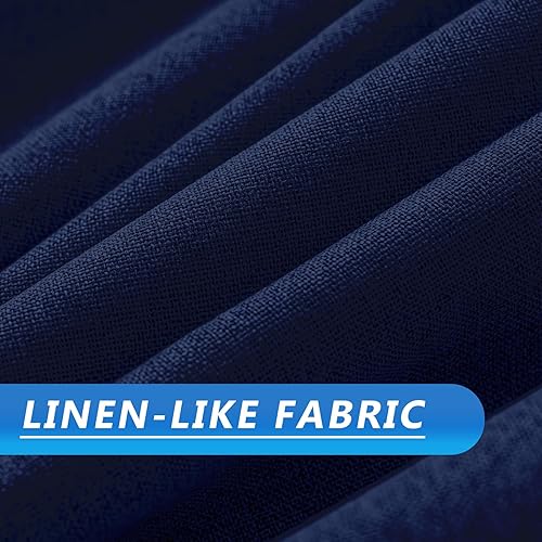 Miniatura 3 de Cortinas opacas de lino azul 100% para dormitorio, cortinas opacas de 84 pulgadas de largo, juego de 2 paneles de cortinas para sala de estar,