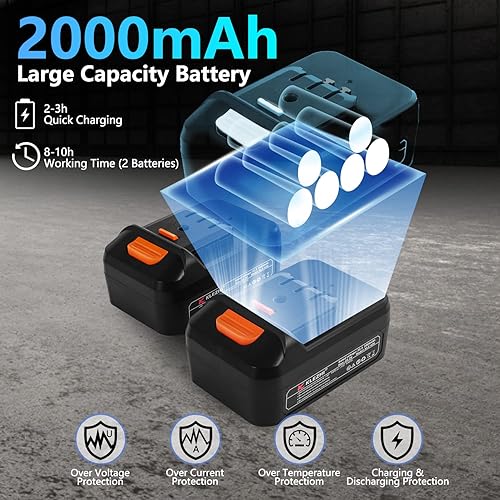 Miniatura 9 de K KLEZHI Tijeras de podar eléctricas inalámbricas profesionales afiladas con pantalla, 2 podadoras de ramas de árbol recargables de litio de