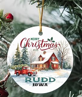 Rudd IA Ornament Red Truck - Merry Christmas Ornament 2025 Keepsake Rudd Ornament 3 Inch
