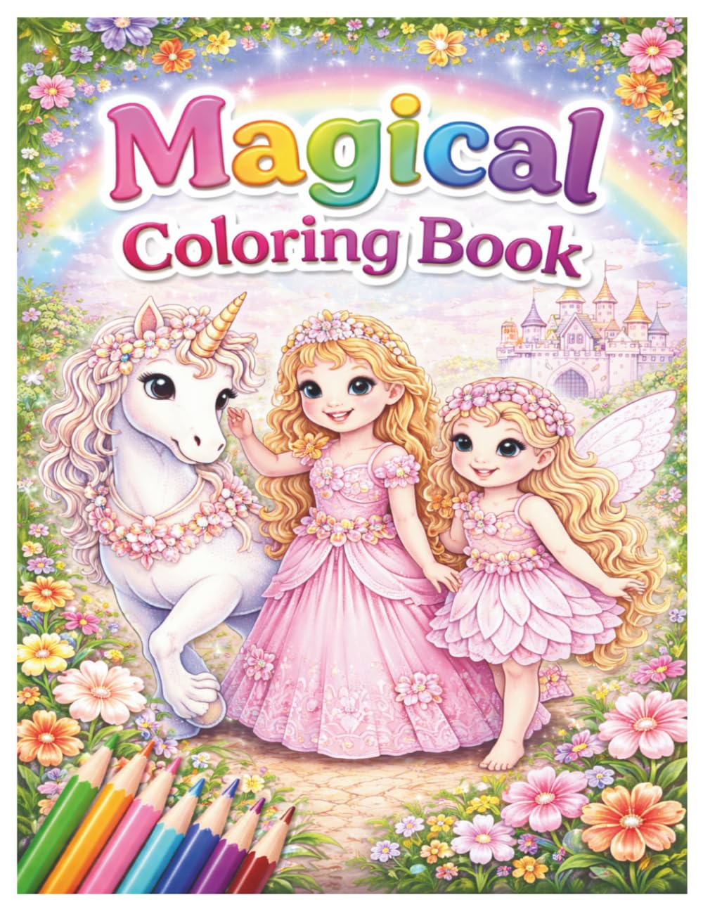 Magical Fairy Tale Coloring Book for Kids Ages 4-8: 50 Easy and Fun Coloring Pages of Mermaids, Princesses, Unicorns, Fairies, and Magical Creatures for Girls and Boys Ages 4-8