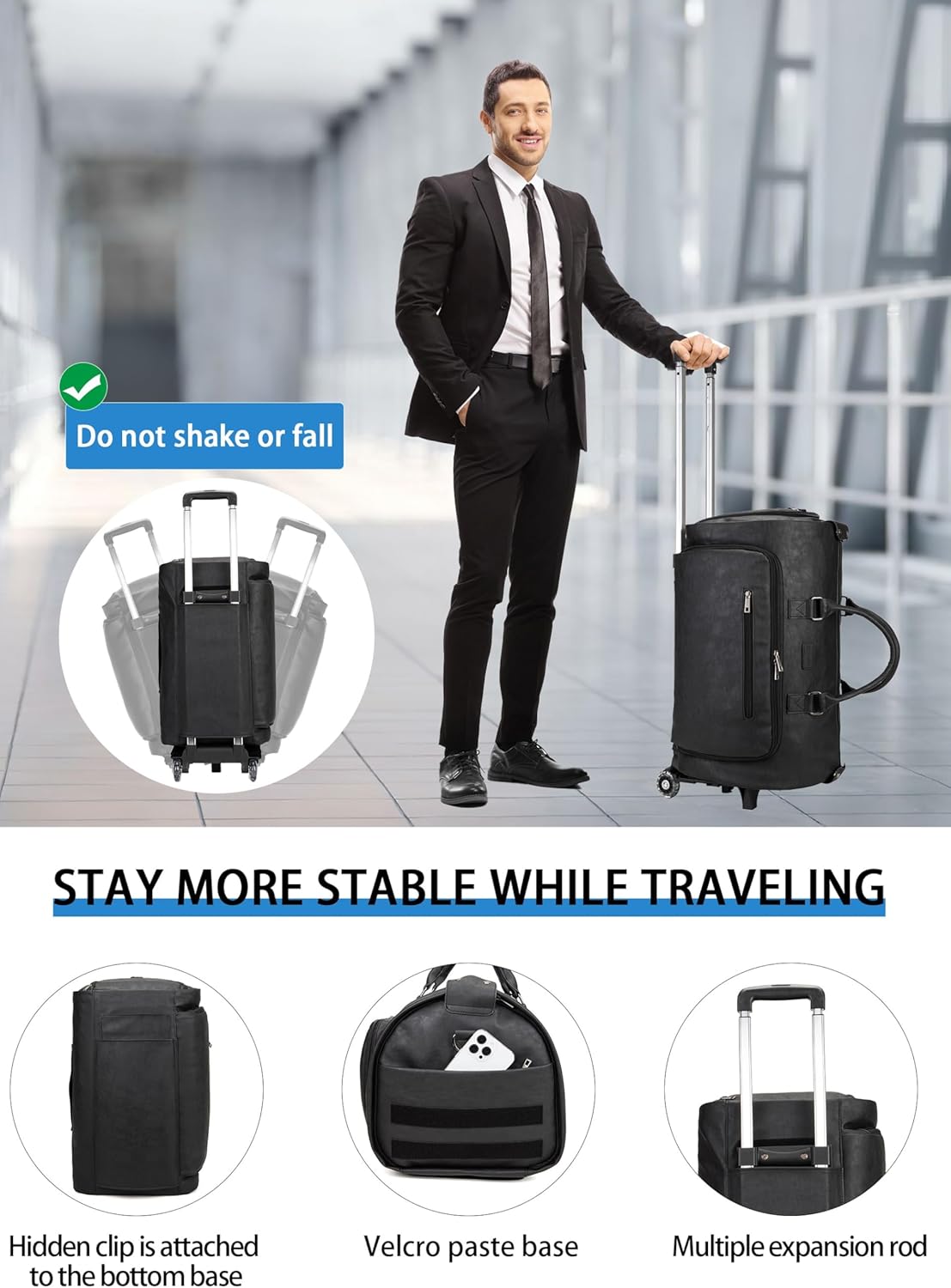 Rolling Garment Bag for Travel. Garment Duffle Bag Luggage Suit for Men and Women. Garment Bag with Wheels - Image 8