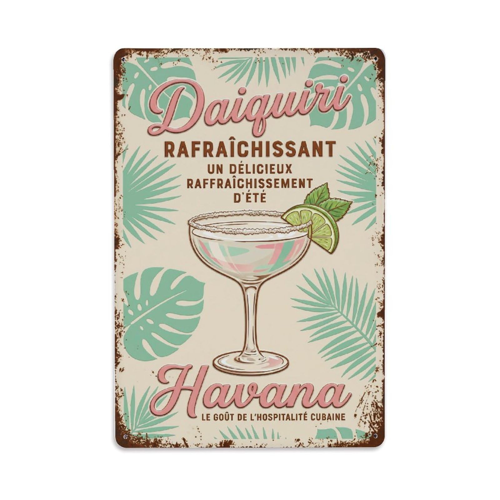 Daiquiri Weekend Relaxation Metal Tin Sign Plaque Wall Decor for Cafe, Club Bar, Office, Home Garden Metal Poster 8x12Inch