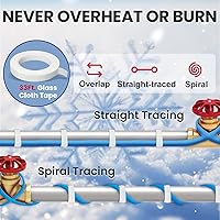 Vista 6 de MAXKOSKO Cable calefactor de 100 pies, 120 V para protección contra la congelación de tuberías, cinta térmica autorregulable para tuberías de agua