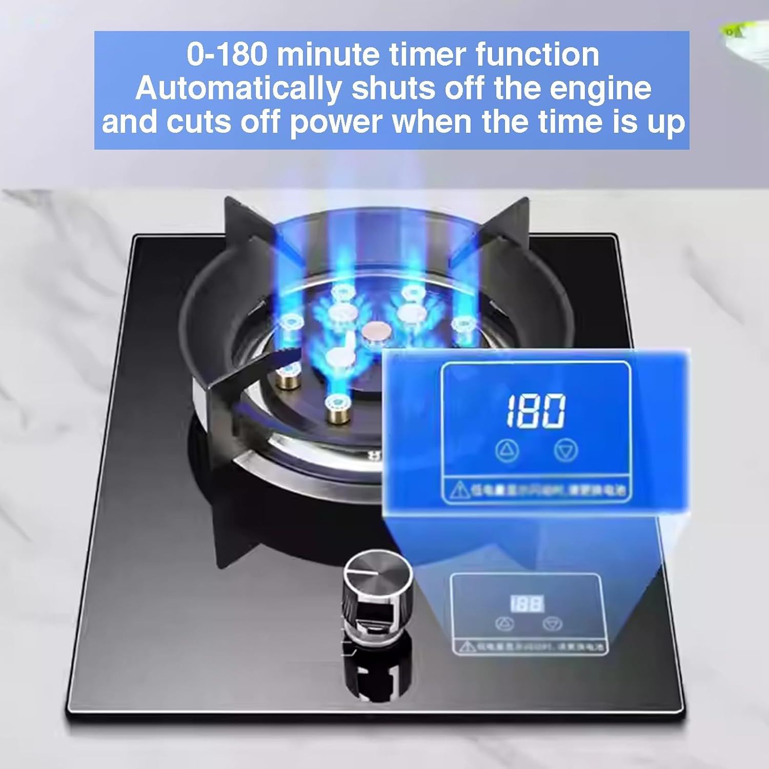 7.2kW Single Burner Gas Stove,9-Cavity High-Heat Wok,with Explosion-Proof Tempered Glass,NG/LPG Compatible for Home Outdoor(LPG)