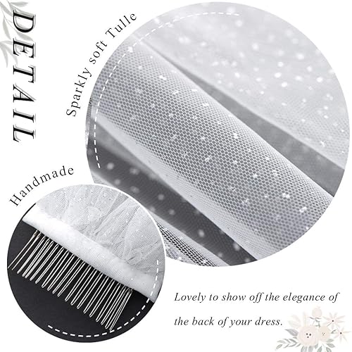 Miniatura 3 de Heread Velo de novia de 1 nivel longitud del codo velo corto de tul nupcial con peine y borde cortado 314 pulgadas de largo blanco