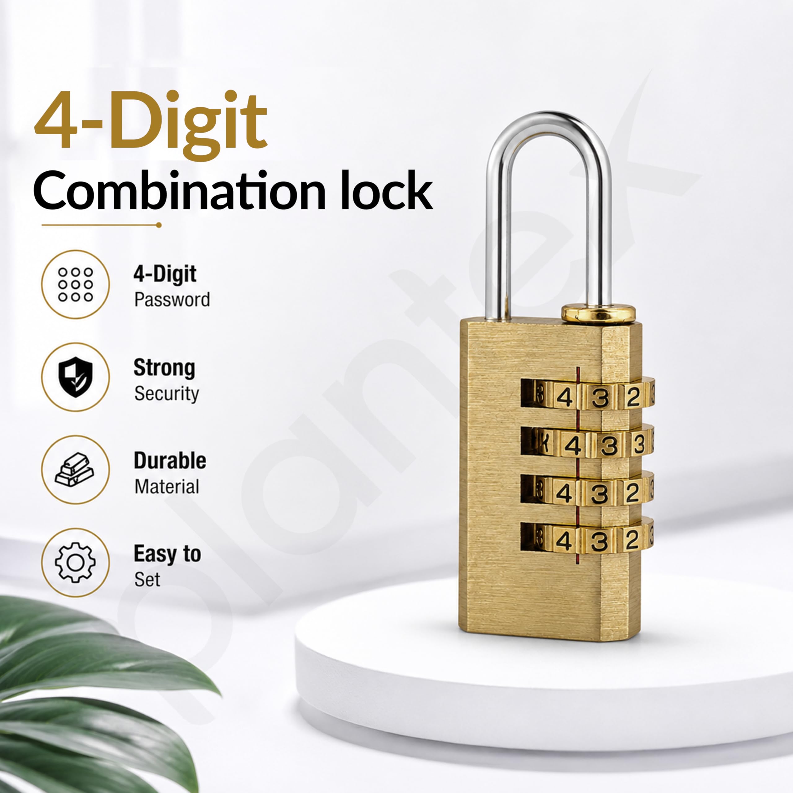 Plantex 4-Digit Code Combination Brass Locks/Number Lock/Portable Luggage Lock/Travel Lock for Briefcase/Laptop Bags - Pack of 1 (Small, Brass Antique) — Amazon image 2