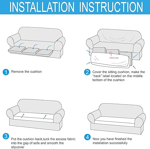 Miniatura 6 de TIANSHU Funda de cojín elástica de terciopelo para sofá, funda de cojín de sofá para sofá de 3 plazas, fundas de cojín de terciopelo para silla (3