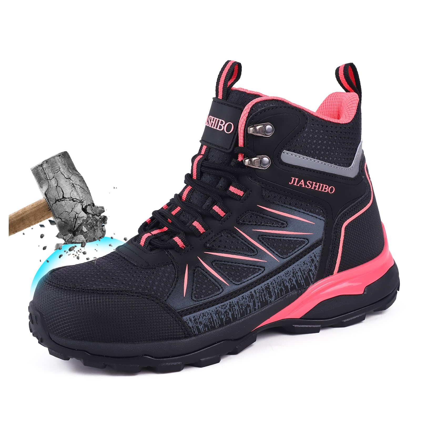 Scarpe antinfortunistiche da donna – Scarpe da lavoro con punta in acciaio, impermeabili, antiscivolo, antiperforazione, traspiranti, high-top di sicurezza per artigianato industriale