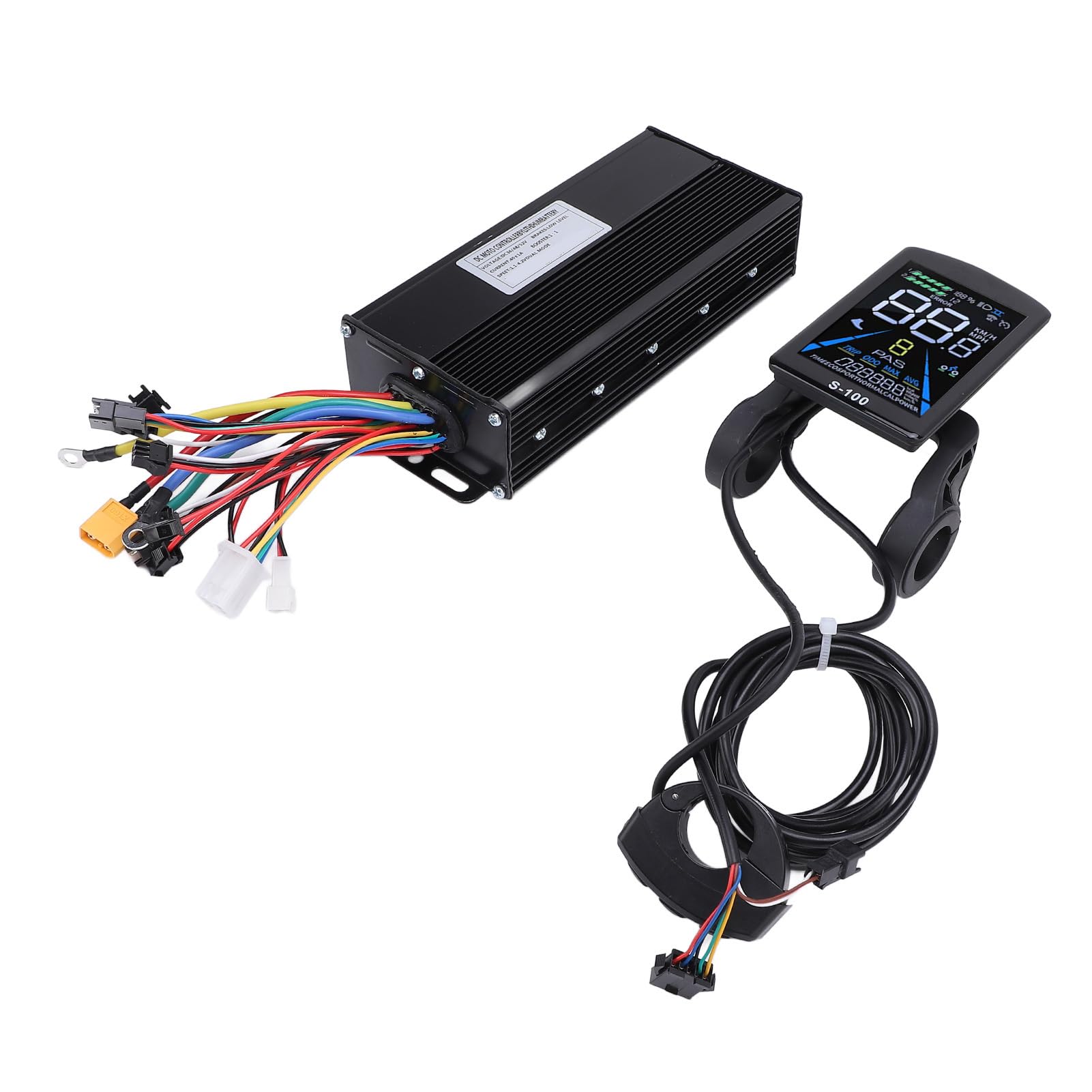 BuyWeek Zestaw kontrolera silnika roweru elektrycznego, 36 V, 48 V, 1500 W, 2000 W, 40 A, 3-trybowy sterownik fali sinusoidalnej, S-100, wyświetlacz LCD do skutera