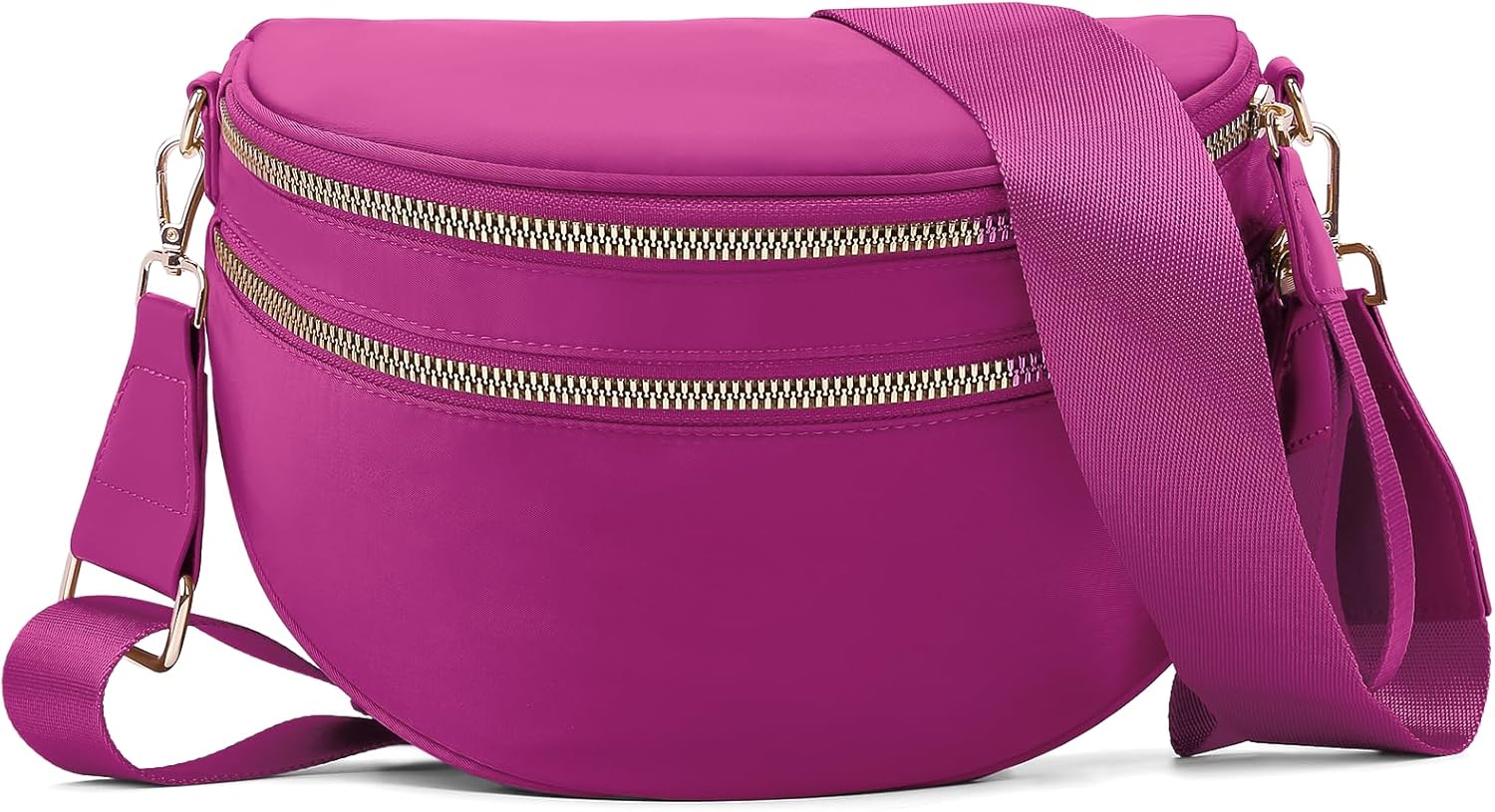 Bum Bags for Women Nylon Crossbody Bag Solid Spacious Cresent Sling Belt Half Moon Purse with Adjustable Strap Trendy Satchel - Image 7