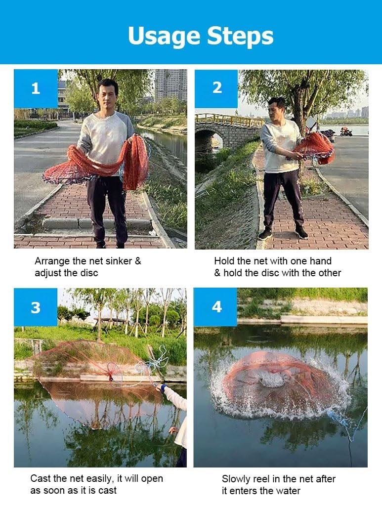 Disco De Mano Lanzando Red De Pesca Al Aire Libre Cebo Trampa Red De Peces De Varios Tamaños