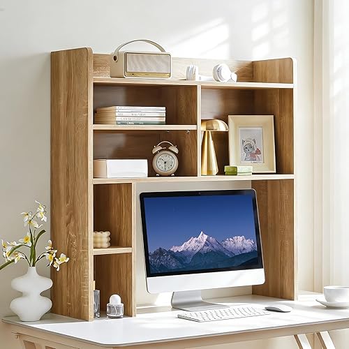 Miniatura 9 de TUKAILAi Organizador de estantería de escritorio, gabinete de almacenamiento de encimera con 7 estantes para escritorio, escritorio de dormitorio,