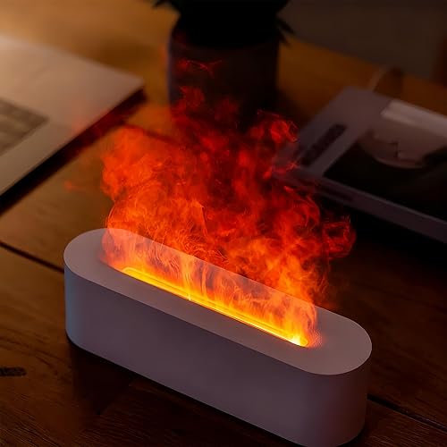 Miniatura 6 de Difusor de aceite esencial, difusor de aromaterapia con llama de fuego de chimenea, humidificador ultrasónico de niebla fría de 5.1 fl oz, difusor