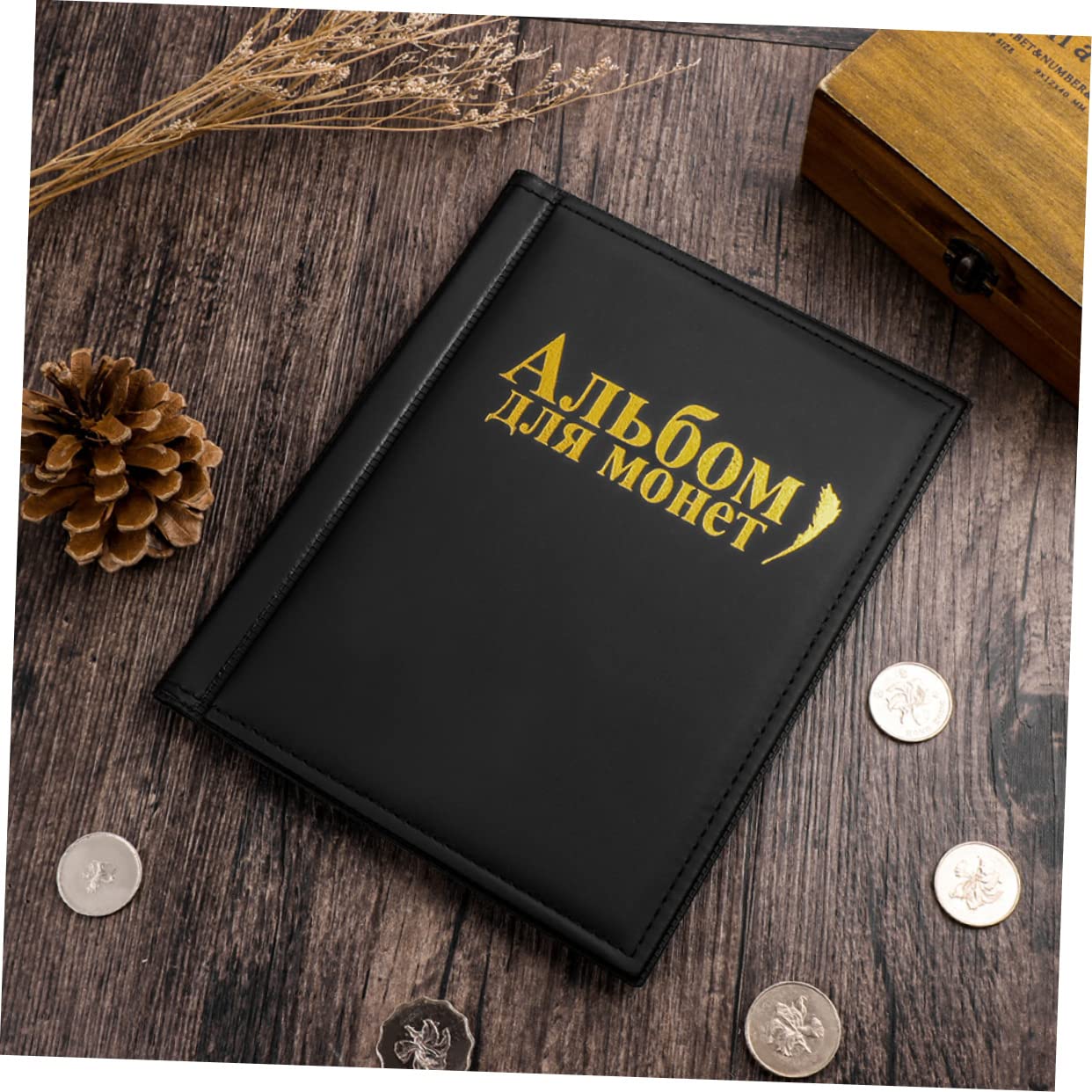 TEHAUX Album de Collection de Pièces de Monnaie 2 Pcs en Plastique PU