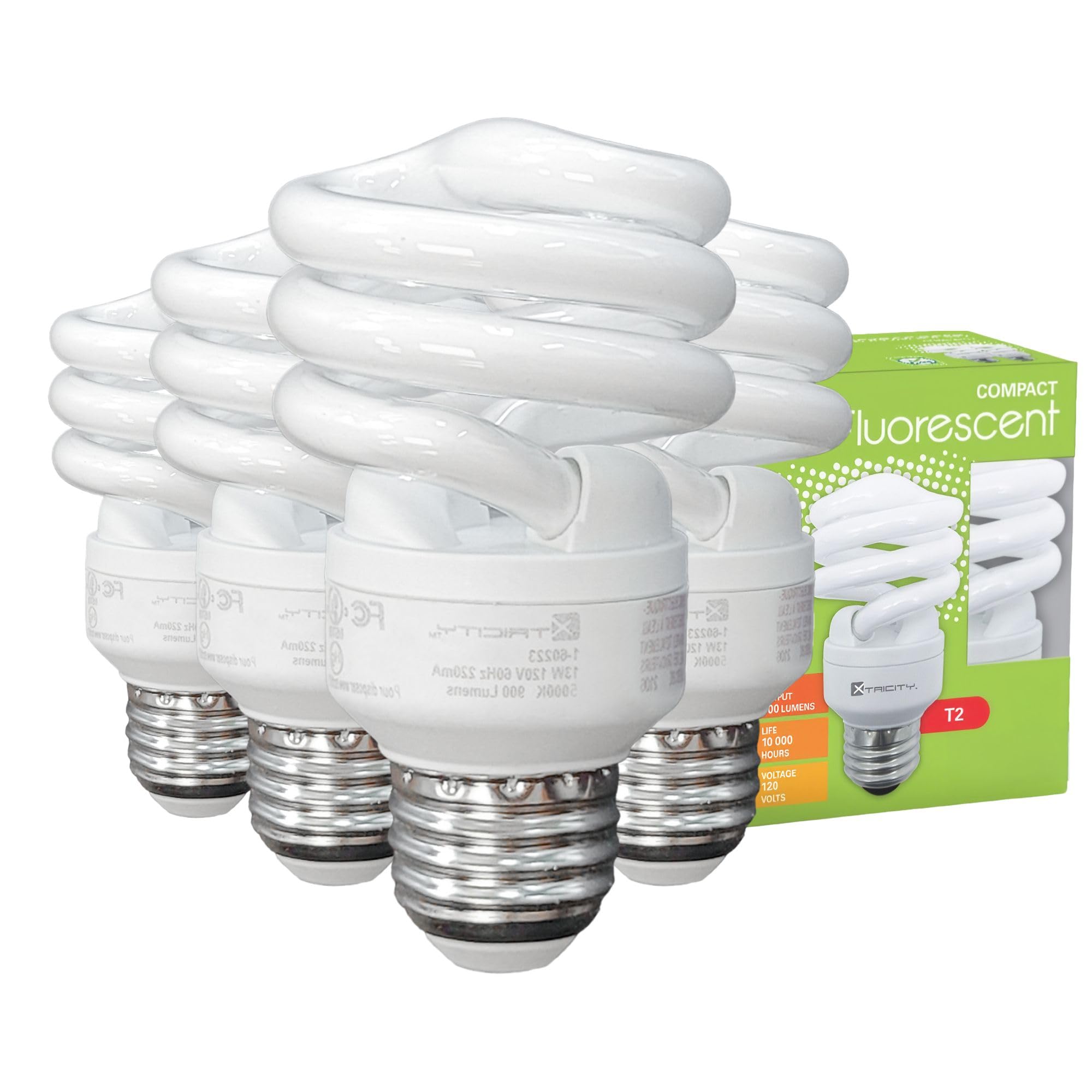 Xtricity Compact Fluorescent Light Bulbs T2 Spiral, E26 Base (4 Pack)
