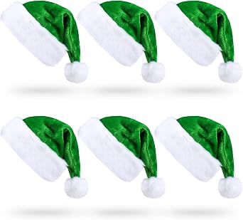 Neer 6 Pcs Christmas Santa Hat Plush Xmas Hat for Women Men Christmas New Year Festive Holiday Party Costume Accessory