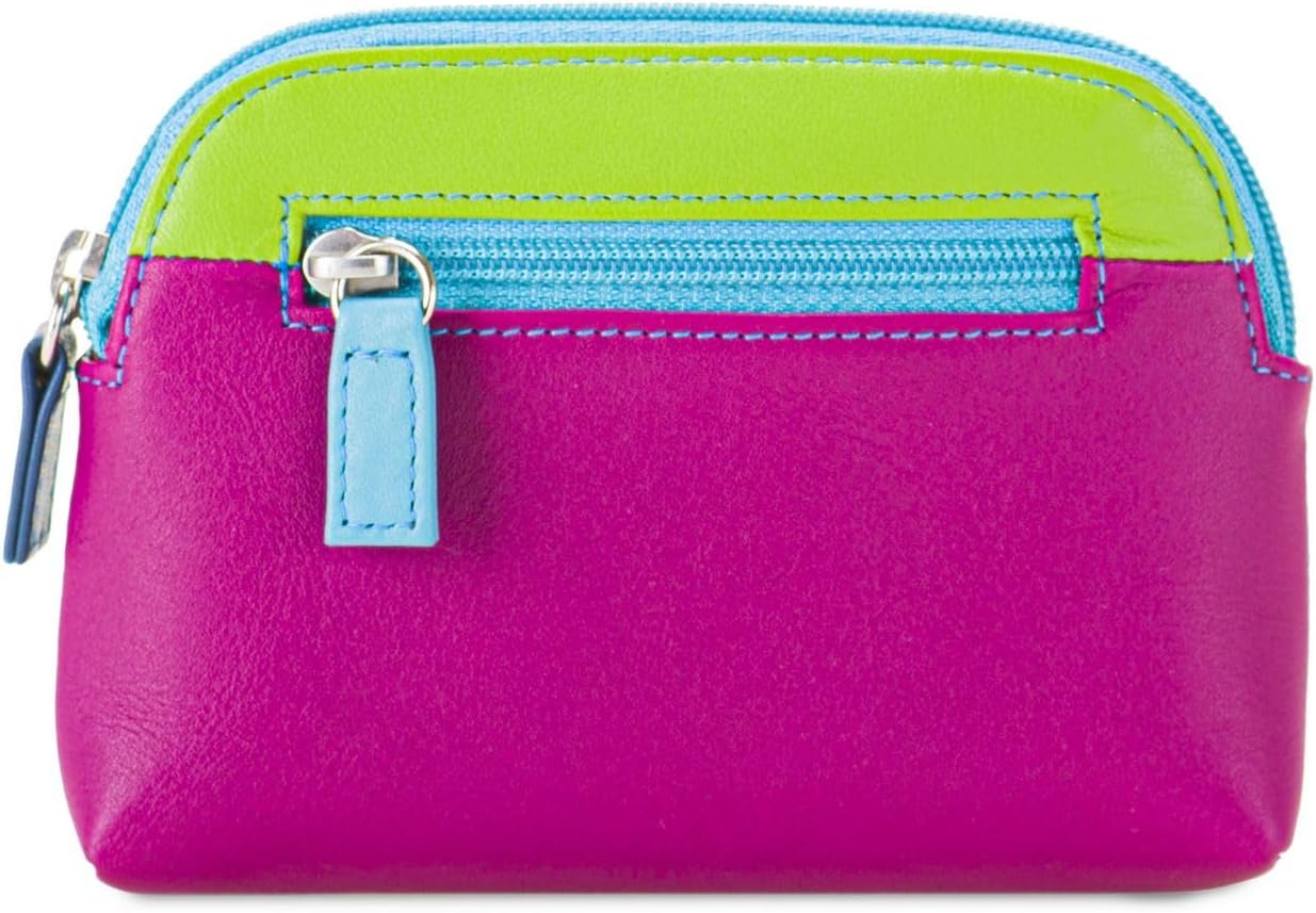mywalit Large Leather Coin Purse | 3 Card Slots | Zip Pocket & Key Fob | Sangria Multi | Stylish & Compact Accessory for Men & Women | Perfect for Everyday Use