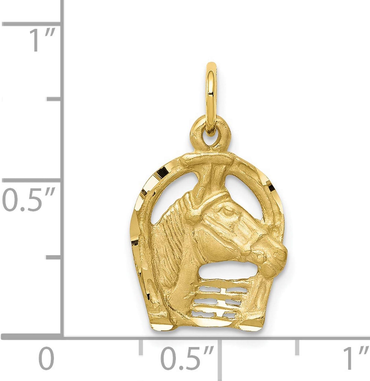 10k Yellow Gold Horsehead Pendant with Horseshoe Design, Unisex Equestrian Necklace Featuring Detailed Horse Profile, Symbol of Strength Loyalty Freedom, Country Western Animal Jewelry Piece - Image 3